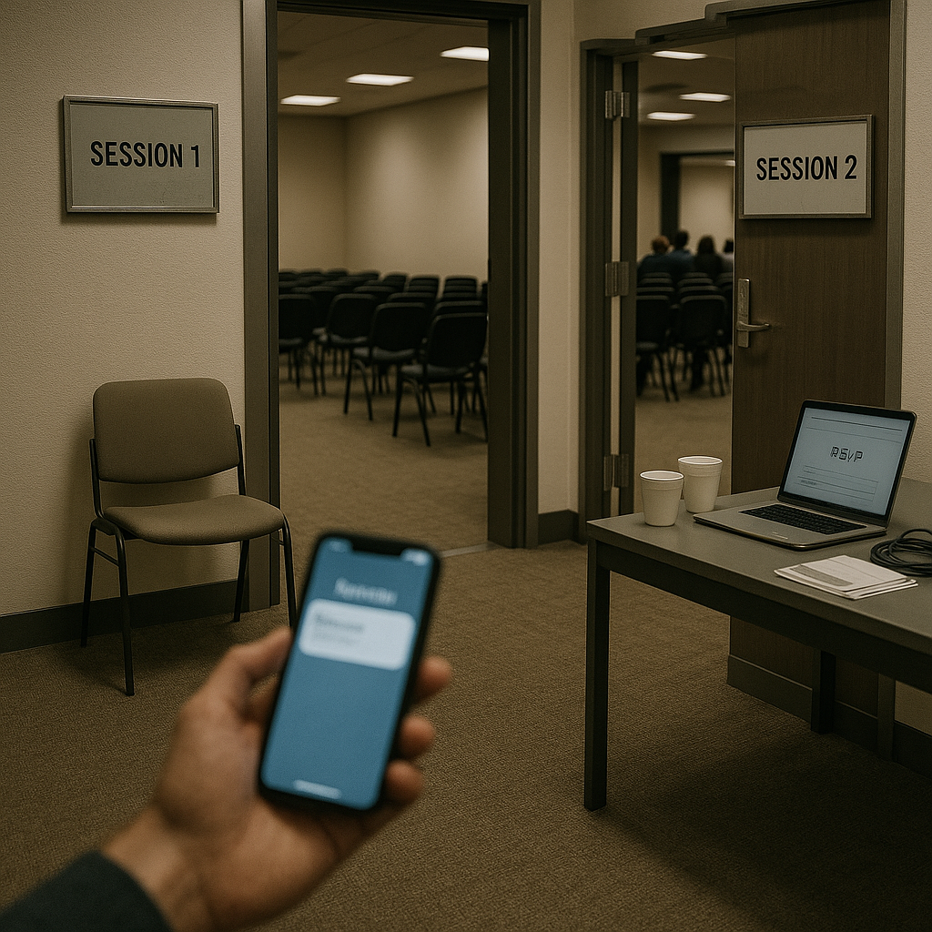 conference session turnout falls when the agenda is too wide